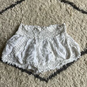 Sunday Made in France White Linen Crochet Woven Fringe Coverup Skirt